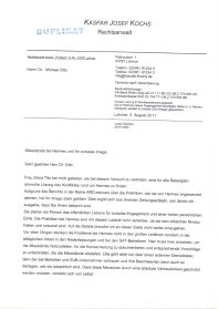 Tito an Dr. Otto privat 2011 nach ARD Doku "Das Hermesprinzip" - keine Antwort Seite 1
